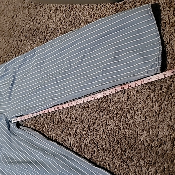 STUNNING BLUE AND WHITE pinstriped WIDE LEG PANTS - Picture 8 of 11